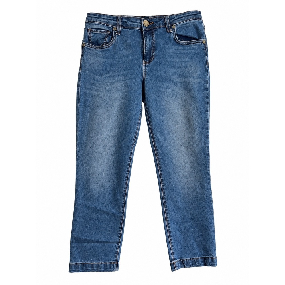 Kut From The Kloth Straight Leg Crop Jeans Size 6 Medium Wash Stretch Denim
